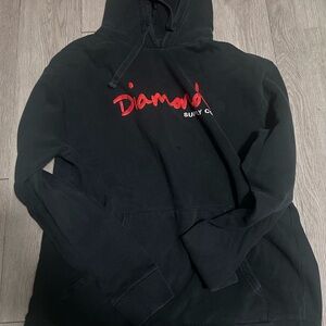 Diamond Supply Co. Black Crewneck Hoodie with Red Script Logo